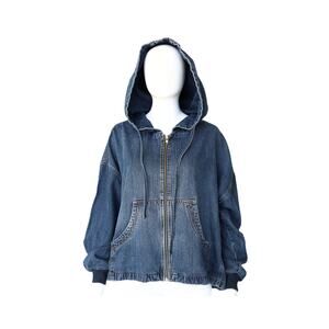 Relaxed Light Denim Hooded Jacket - Heirloom Blue - S/M